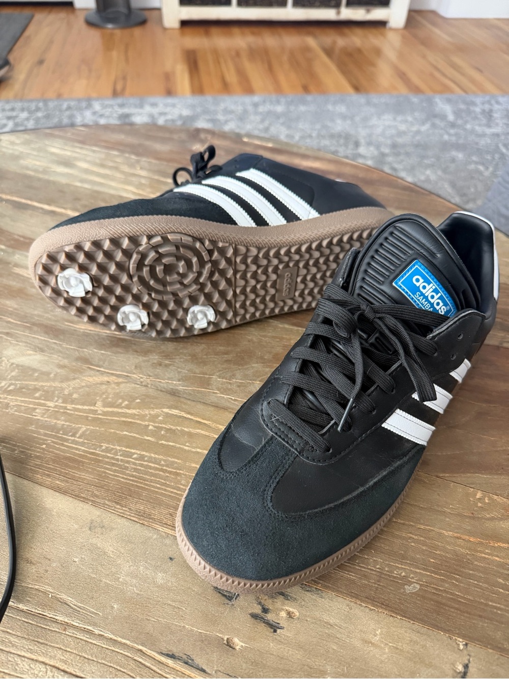 Adidas Black & White Samba Golf Shoes - Size 14